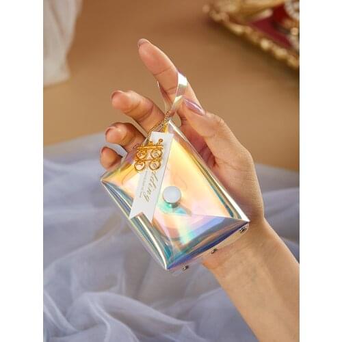 30Pcs Creative Rainbow Plastic Gift BagTransparent Wallet Mini Candy Box Chocolate Packaging Boxes Wedding Party Supplies