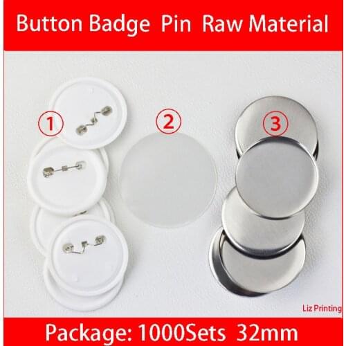 32mm Button Badge Pin Raw Material Pin button badge supplies parts 1000Sets/Carton
