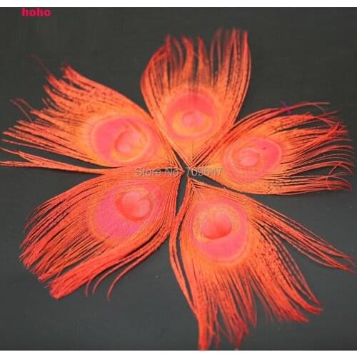 50Pcs/Lot!Red Bleached and Dyed Peacock Eyes,Trimmed peacock Tail Eye Feathers,diy materials