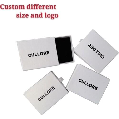 500Pcs/lot Custom paper box Black drawer Paperboard box packaging earring Bracelet necklace Pendant box stamping foil logo