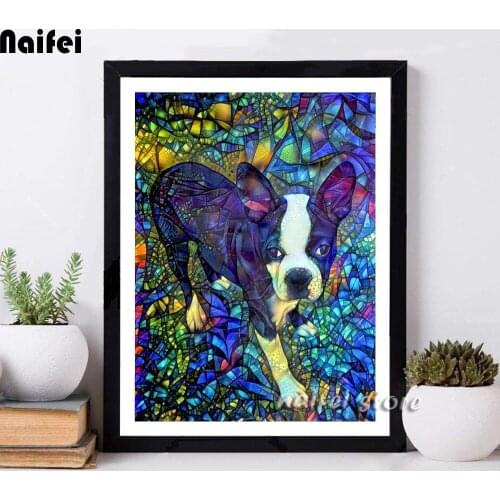 5D DIY Full Drill Colorful Dog Diamond Painting Kits,Diamond Art Cross Stitch,Animal Mosaic Embroidery Pictures Home Wall Decor