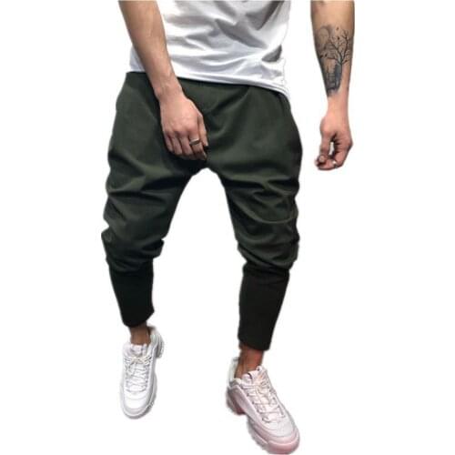 80% Hot Sales!!! Casual Men Solid Color Harem Pants Hip Hop Jogging Sports Ankle-Tied Trousers