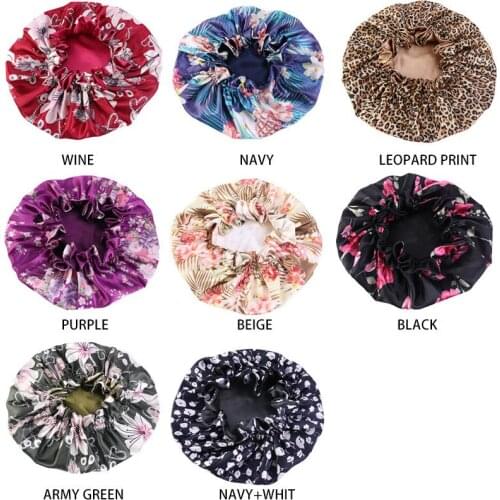 Large Satin Linned Bonnet Sleep Caps Double-sided Reversible Bonnet Hat Silky Night Sleep Cover Cap Ladies Hair Styling Tool