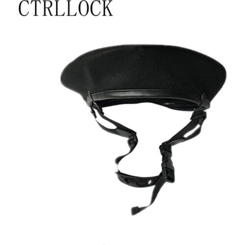 CTRLLOCK Harajuku Techwear Adjustable Buckle Wool Beret Women Autumn Y2k Straps Painter Hat For Female 2021