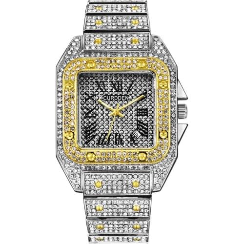 Dropshipping Mens Watches Top Brand Luxury Iced Out Watch Men Hip Hop Diamond Gold Bracelet Business Wristwatch Reloj Hombre