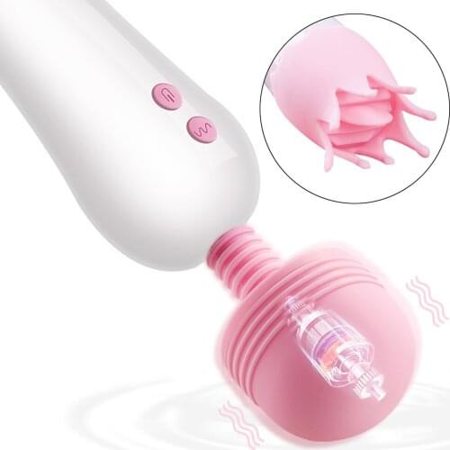 Double Head Vibrators Clitoris Stimulator Vaginal Massager AV Magic Wand Vibrator Licking Tongue Sex Toy