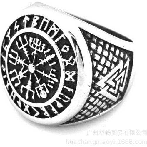316L Stainless Steel Never Fade Nordic Viking Ring Custom Rune beads Signet wolf Scandinavn Odin Symbol fashion Men Jewelry