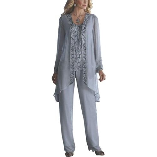 Mother Of The Bride Pantsuits Beading Women Wedding Suit With Sequins Jacket 3 Pcs Womens Suit Wedding Groom Custom Dress