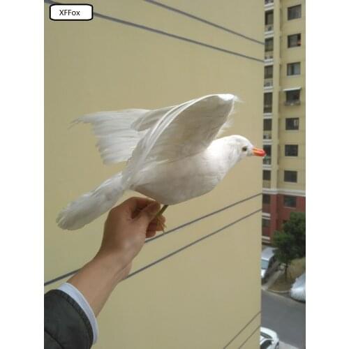White real life Seagull model foam&feather cute wings seagull bird doll about 32x55cm xf0032
