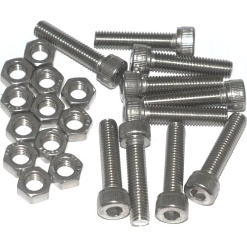 M8 x 35mm 304 Stainless Steel Hex Key Bolt Socket Head Cap Screws with finish Hex Nuts 10pcs