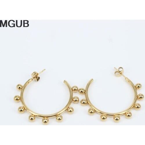 2020 New Design Diameter 35-55MM gold color Smooth stainless steel popular female Hoop Earrings jewelry LH800