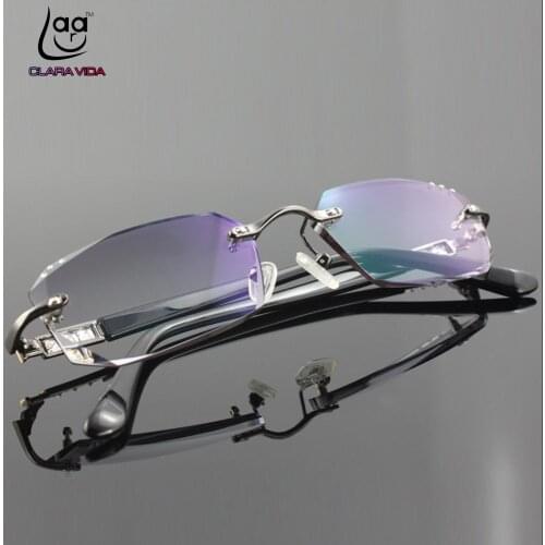 Luxury PRIVATE Custom Manual Pure Titanium Frame Diamond Cut High-elastic Tinted Lenses Mens Prescription Glasses Photochromic