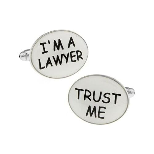 Men Gift Commercial Cufflinks Wholesale&retail White Color Copper Material Novelty I'M A LAWYER TRUST ME Design