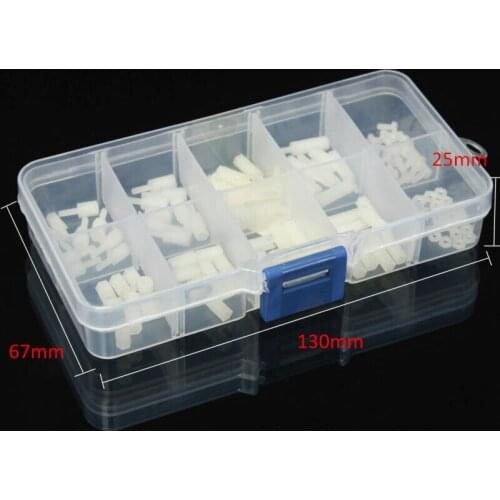 M2 Nylon White Plastic Hex Spacers Screw Nut Stand-off Plastic Assortment Kit Set 120 pcs/box