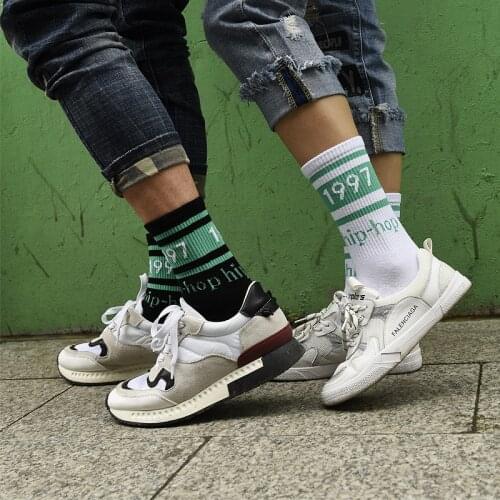Men Streetwear Socks 1997 Korean Sports Harajuku Socks Cotton Socks Trend Skateboard Socks Couple Hip-hop High striped Socks