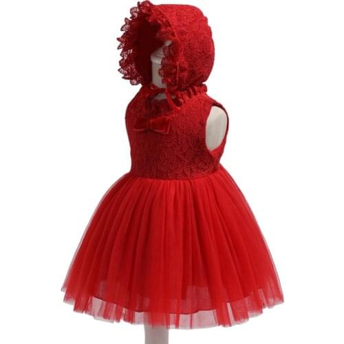 2020 new fashion childrens clothing Korean Princess Lace Red Baby Dress