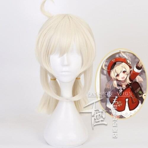 Klee Wig Off White Wig Game Genshin Impact Project Cosplay Hair Synthetic Cosplay Wig 45cm