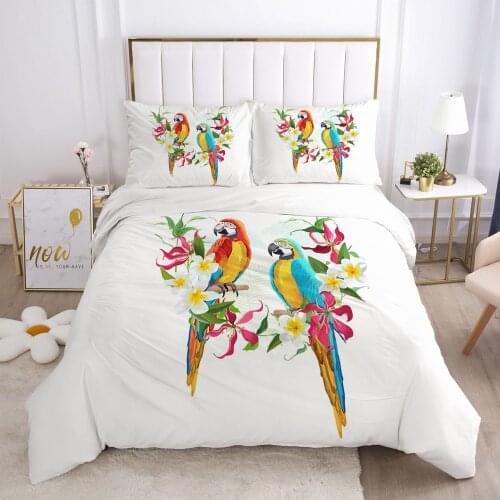 Duvet cover set sheet family euro 2.0 1.5 for home bed linen Bedding set 3D luxury bedclothes 4pcs Nordic white bird