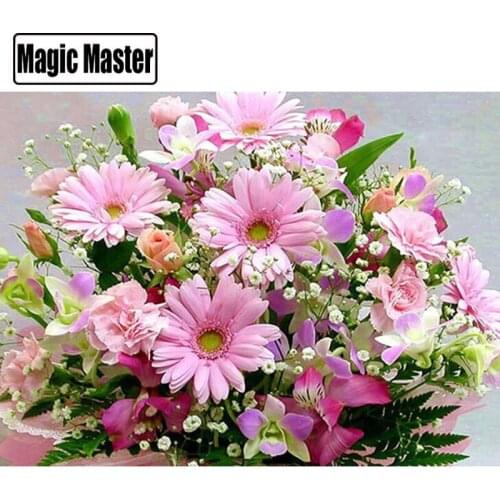 Full Square Diamond Painting Flowers Picture Of Rhinestones Beads Embroidery Daisy Diamond Mosaic Full Layout Kits