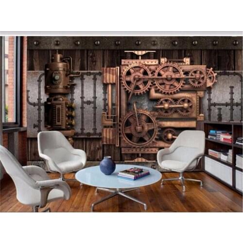 Custom Photo Wallpaper Large 3D Fresco Wall Sticker Industrial Wind Mechanical Gear Background Wall papel de parede