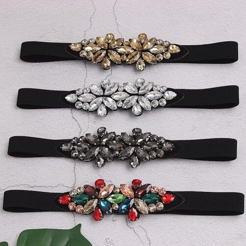 Handmade Rhinestone Waist Belts For Women 2020 Designer Luxury Elastic Strech Strap Ceinture Summer Beach Dress Crystal Belt