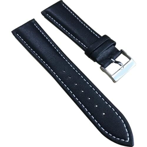 22mm (Buckle18mm) T039417 High Quality Silver Buckle + Black Genuine Leather Watch Bands Strap Free shipping