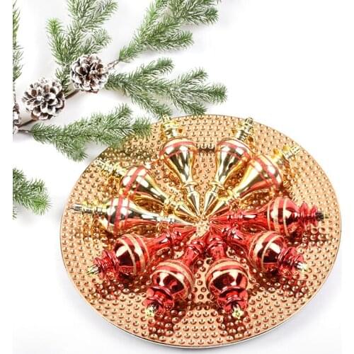Christmas decoration supplies scene layout dress up ornaments Christmas tree pendant gold red painted double-pointed pendant