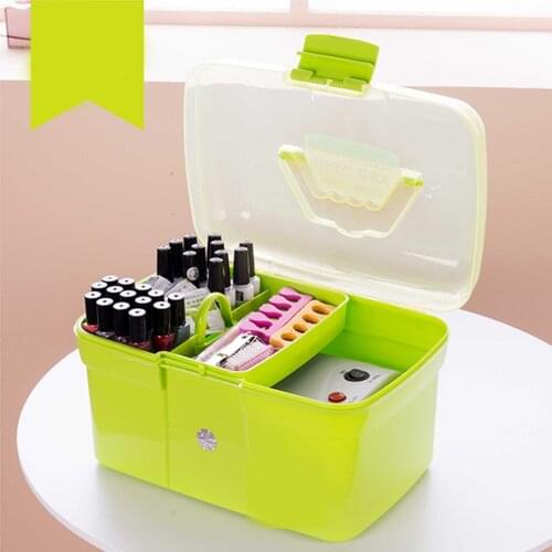 Hand-held Desktop Storage Box Plastic Scissors Makeup Organizer Jewelry Nail Polish Pen Container Manicure