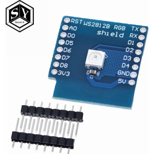 1PCS Esp8266 For WeMos D1 Module WS2812B RGB Shield For WeMos D1 Mini ESP8266 Module Board Wiht Pins Esp8266