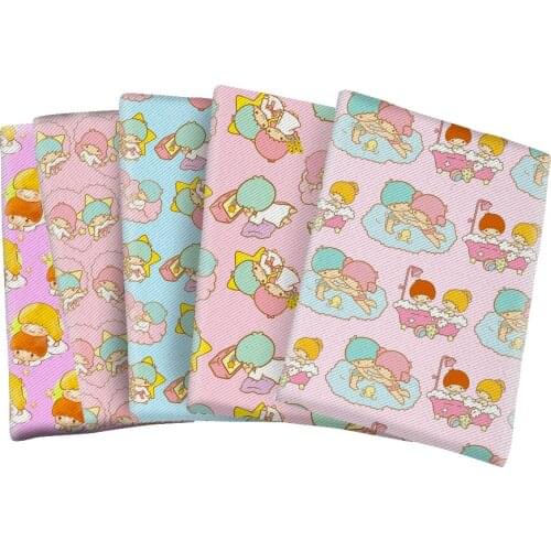 Little Star Twins Polyester Cotton Printed Fabric for Kids Clothes Hometextile Curtain Cushion Sewing DIY 50*145CM