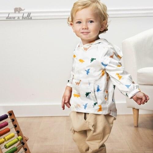 DBW12886 dave bella spring baby boys print coat children tops infant toddler hooded outerwear