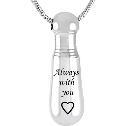 Waterproof Baseball Bat Cremation Jewelry Women Pendant Keepsake Gifts Memorial Urn Necklace for Ashes -always with you