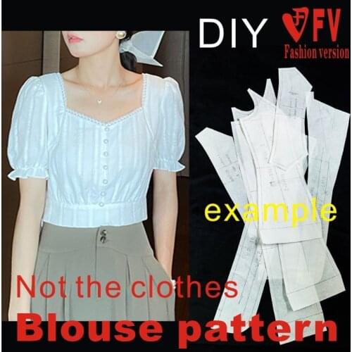 Ladies Puff Sleeve Shirt Pattern Short Top Design Pattern 1:1 Garment Cutting Drawing BCY-139