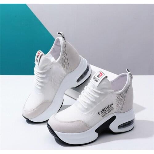 High Quality Women Vulcanized Shoes Ladies Chunky Trainers Hidden Heels Wedge Sneakers Breathable Platform Shoe Zapatillas Mujer