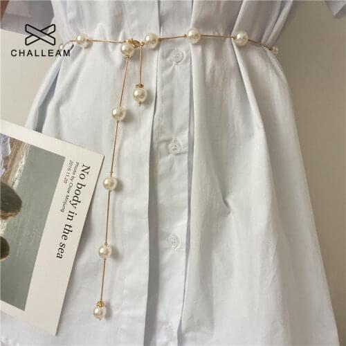 Women Pearl Belt Female Thin Waist Chain Belt Ladies Wedding Bride Luxury Elegant Dress Waistband Strap 209