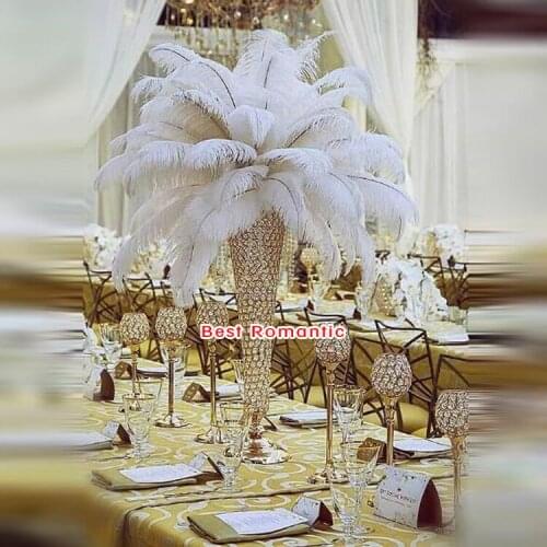Gold silver color 60CM 24inch Height Sparkling bling Crystal acrylic beaded wedding centerpieces flower Vase Rack table decor