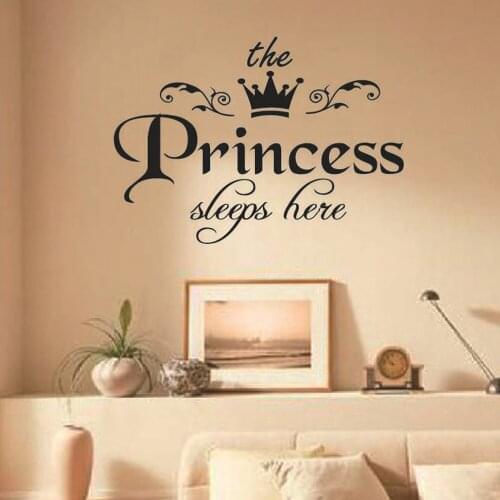 1pc The Princess Sleep Here Vinyl Wall Stickers For Kids Room Wall Decals Home Decor Wall Art Quote Bedroom Wall paper