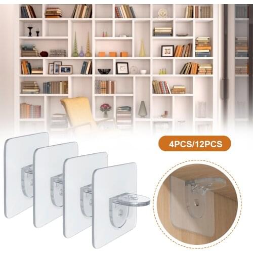 4/12Pcs Shelf Support Adhesive Pegs Plastic Closet Cabinet Shelf Rack Support Clips Wall Hanger For Kitchen Bathroom Accessories