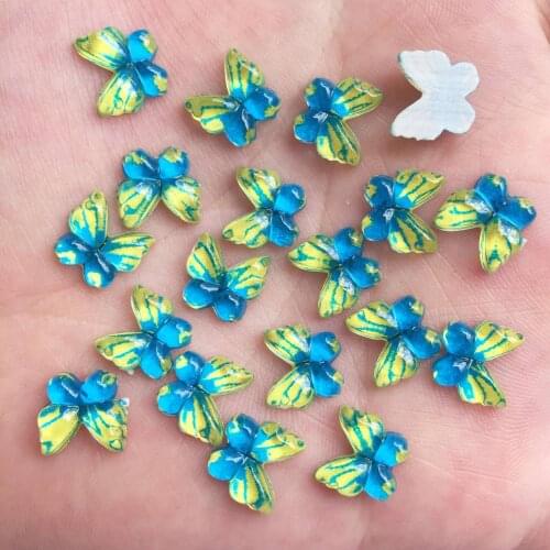 80pcs Bling Resin 10mm Colorful Butterflies Flatback Rhinestone Ornaments DIY Wedding Appliques Craft SW737*2