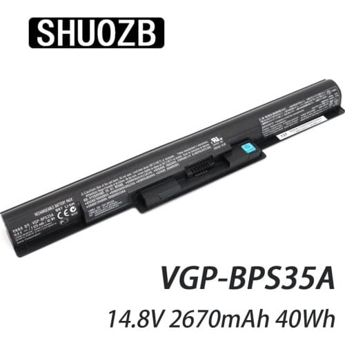 VGP-BPS35A Laptop Battery VGP-BPS35 For Sony VAIO Fit 14E 15E Series SVF142C29M SVF152A29M SVF152A27T 14.8V 2670mAh 40Wh SHUOZB