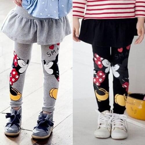 Minnie Childrens Clothing Girls Pants Spring and Autumn Girls Clothes Stretch Half-length Pants Cartoon Leggings Kids Leggings