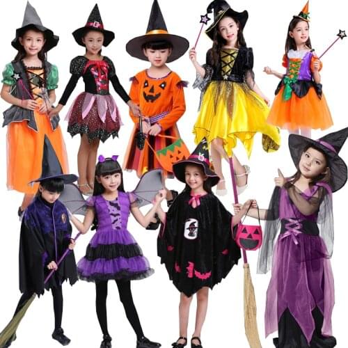 2019 New Arrival Halloween Party Witch Cosplay Costume For Children Kids Fashion Dress For Girls