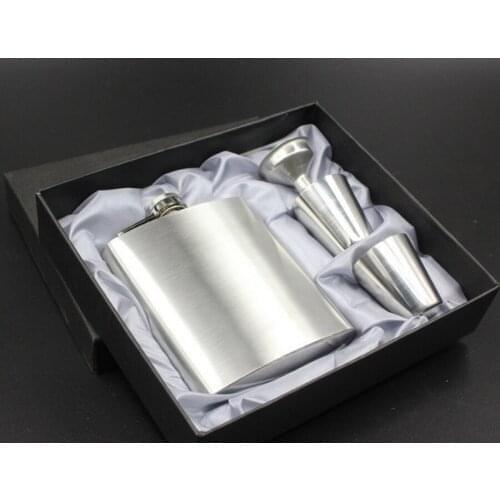 By dhl 100set high quality 7oz Luxury Stainless Steel Hip Flask Personalized Whiskey Flask Drink Mug with a Box
