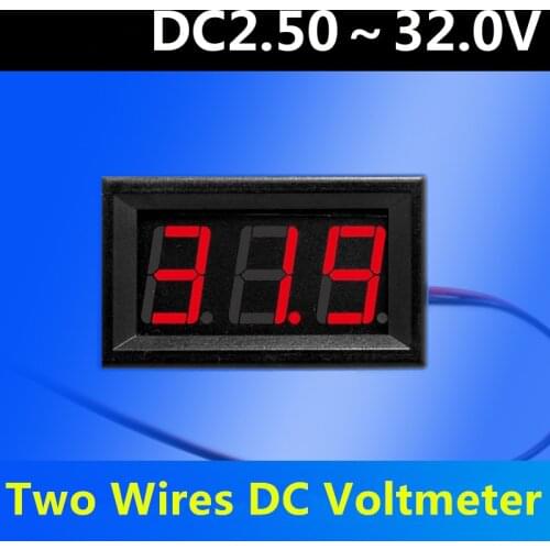 DIY DC2.5-30V DC 0-100V 2/3 Wires Red LED Panel Voltage Meter Gauge Digital Voltmeter Tester Electrical Instruments for Car Auto