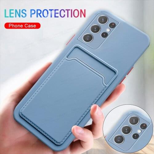 For Samsung Galaxy S21 Ultra Case Soft TPU Card Wallet Phone Cover Sumsung S 21 Plus S21Ultra S21Plus 5G Camera Shockproof Coque