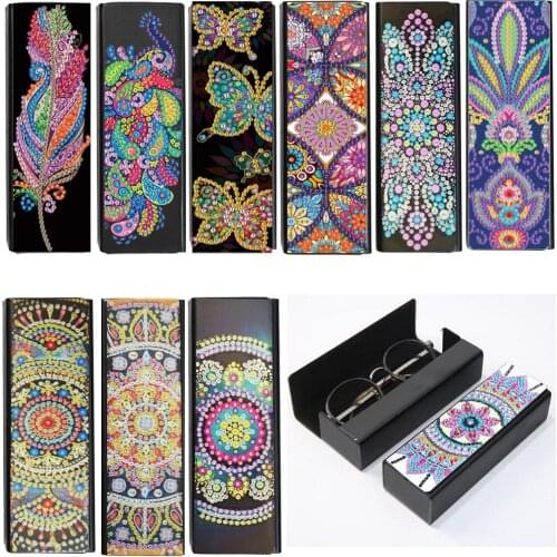 Glasses Storage Box DIY Diamond Painting Sunglasses Case Portable Leather Eyeglasses Box Diamond Craft Gift