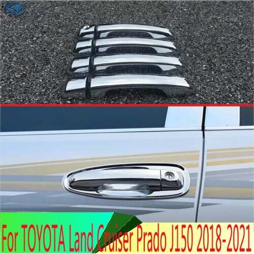 For TOYOTA Land Cruiser Prado J150 2018 2019 ABS Chrome Door Handle Cover Without Smart Key Hole Catch Cap Trim