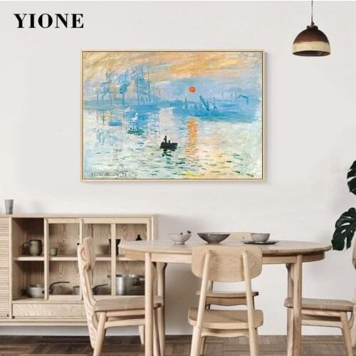 Impression Sunrise Oil Painting Famous Landscape Poster Cityscape River Canvas Picture Print Wall Art Decor for Aisle Restaurant