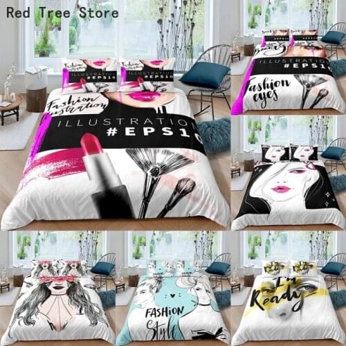 Cosmetic Tools Bedding Set Beauty Woman Printed Duvet Cover Girl Adult Bedroom Quilt Cover King Queen Double Size 3D Comforter