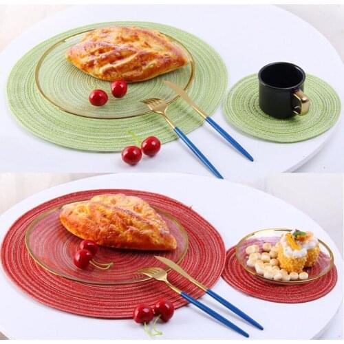 Round Woven Fabric Placemats Kitchen Table Mats 18/36cm For Dining Table Setting Place Mats Linen Kitchen Accessories Home Decor